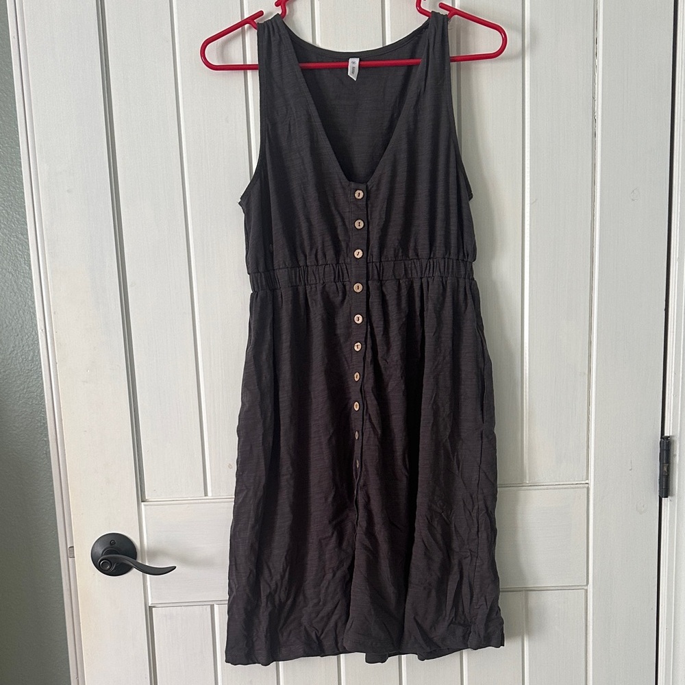 Wishlist dark gray Button-Front Midi Dress